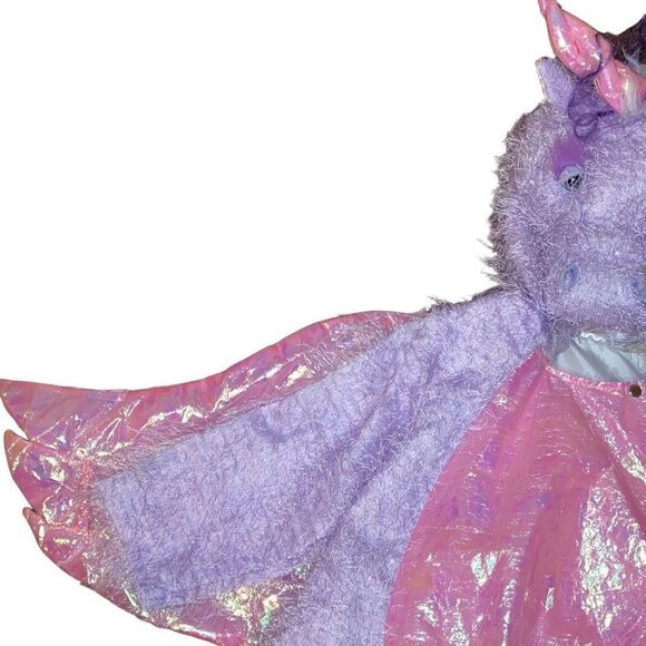 Kid’s Unique Size Large Unicorn Dragon Fuzzy Hooded Halloween Costume One Piece - Picture 5 of 7